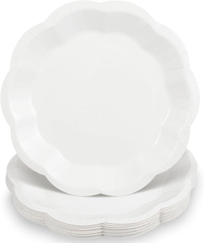 NatNarr 30 Pcs Sage Green Paper Plates, 7 Inch Scalloped Paper Plates Small Dessert Cake Plate Cute Party Plate Disposable Sage Greens Party Supplies for Wedding, Baby Bridal Shower, Birthday
