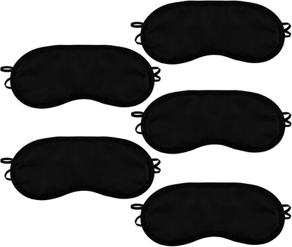 5 Pcs Eye Masks, Sleeping Mask Lightweight Shade Blindfold, Eye Covers for Sleeping Travel Sleep Party Games, Unisex (Black)
