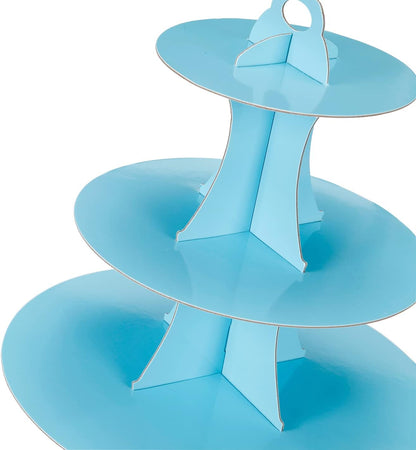 YLDW Cupcake Stand, 3-Tier Cupcake Stand Display, Cardboard Cup Cake Tower Stand, Disposable Dessert Stand for Birthday Tea Party Baby Shower Treat Decorations, Pink