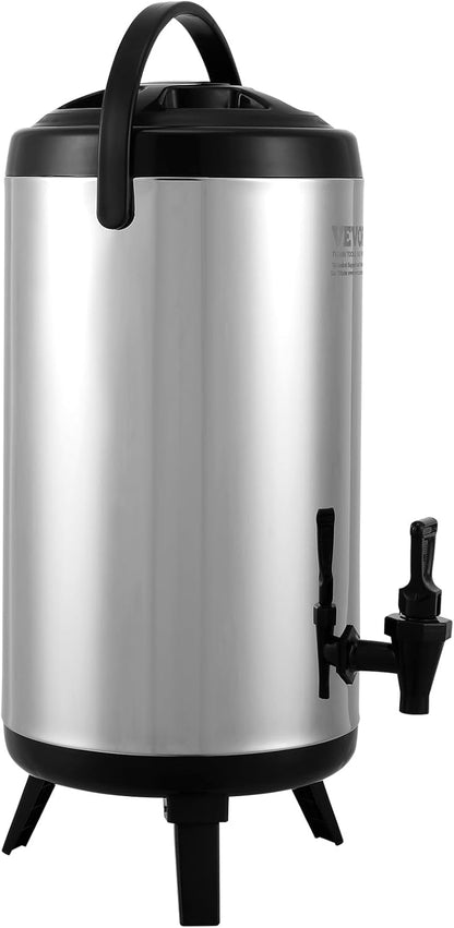 VEVOR Commercial Beverage Dispenser, 2 Tanks 18 L / 19 QT Per Tank Juice Dispenser, 370W Stainless Steel Ice Tea Drink Machine with 45°F-54°F Cooling Temperature, for Cold Drink Restaurant Bar Party