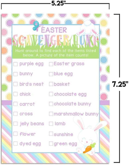 Easter Word Scramble and Scavenger Hunt 10 Pack 5"x7" Fill‑In Game Cards, Fun Happy Easter Holiday Activity Cards for Kids with Word Puzzle and Search Games by Amanda Creation