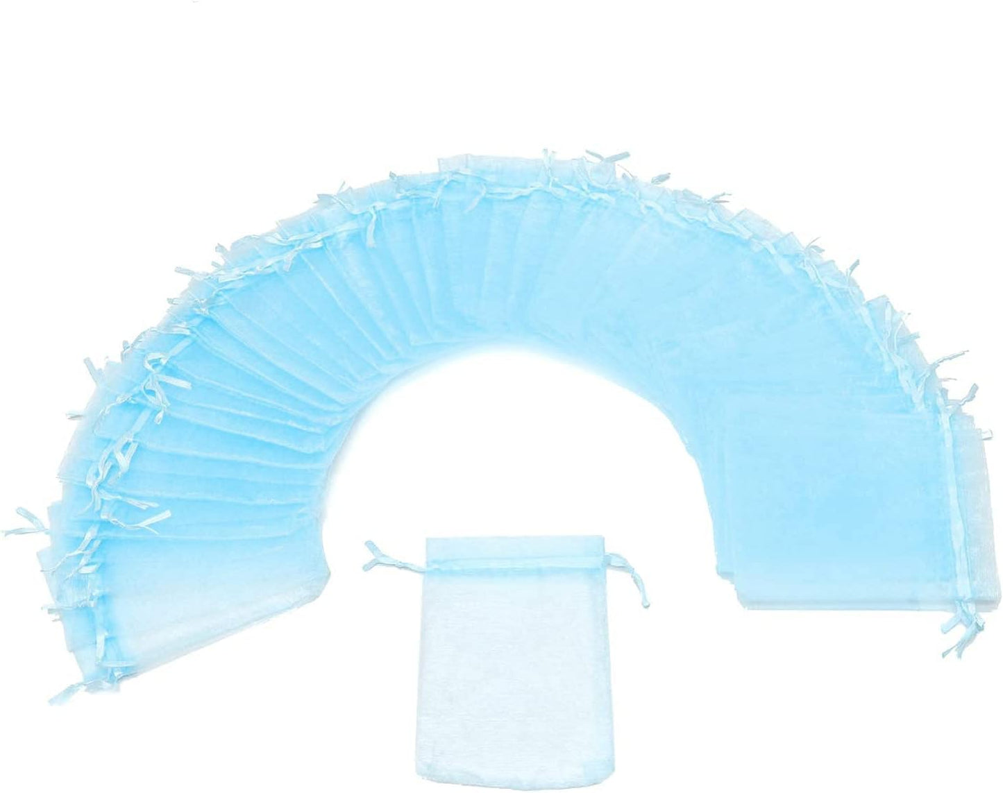 100pcs White Organza Bags 2x3 inch Sheer Drawstring Gift Bags Jewelry Pouches Wedding Party Christmas Favor Gift Bags, Little Mesh Gift Pouches Mini Candy Bags for Small Presents Earrings