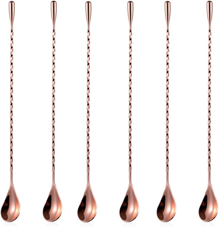2 Pcs 12 Inch Bar Mixing Spoon Cocktail Spoon Stainless Steel Bar Long Spoon With Spiral Pattern