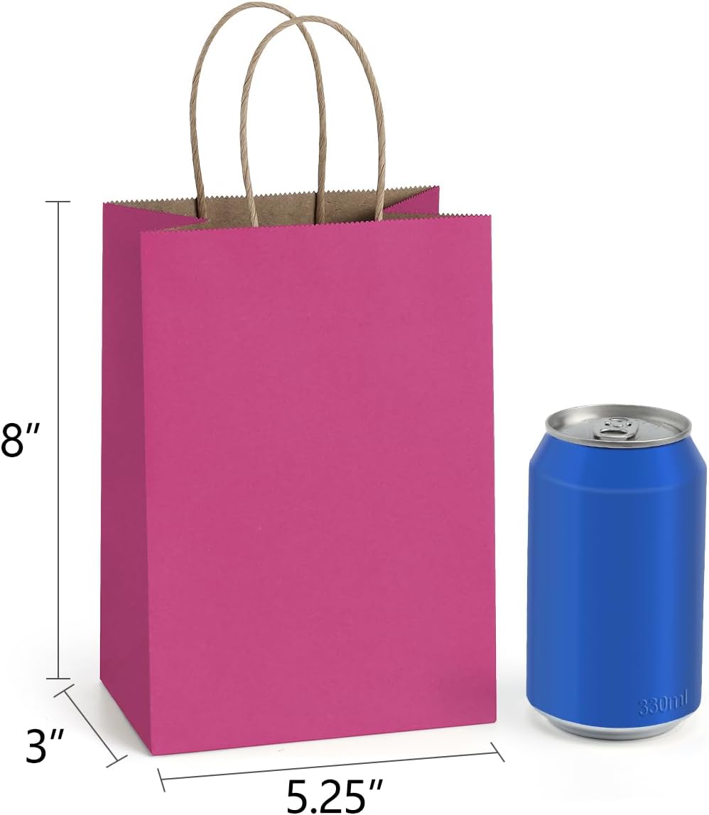 BagDream Kraft Paper Bags 25Pcs 5.25x3x8 Inches Small Paper Gift Bags with Handles Bulk for Party Favor, Retail, Merchandise, Black Gift Sacks