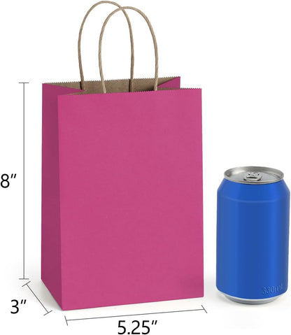 BagDream Kraft Paper Bags 25Pcs 5.25x3x8 Inches Small Paper Gift Bags with Handles Bulk for Party Favor, Retail, Merchandise, Black Gift Sacks