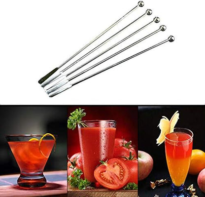 5 pcs Stainless Steel Coffee Beverage Stir Sticks Cocktail Stirrers Drink Swizzle Stick 7.4" Swizzle Stick Picks Tools