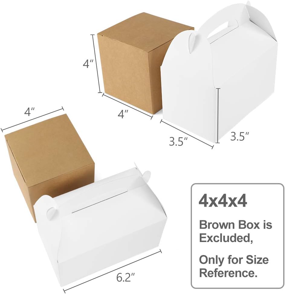 ValBox Treat Boxes 30 Pack Brown Kraft Paper Gable Gift Boxes - Goodies Favor Box for Kids' Birthday Party, Wedding, Baby Shower, 6.2 x 3.5 x 3.5 Inches