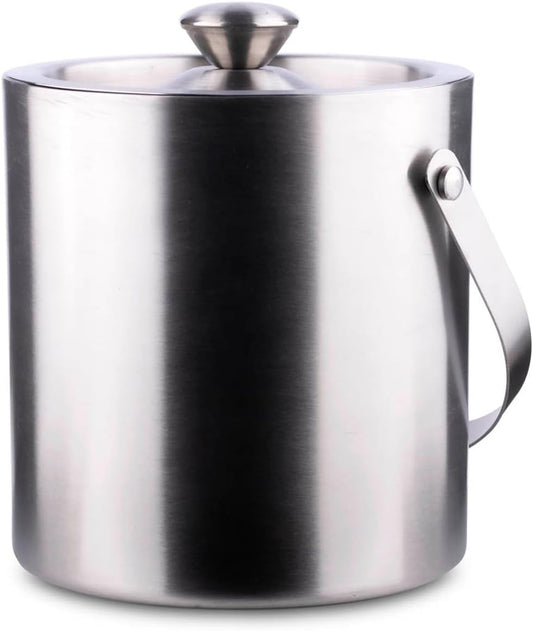 PrimeSaver Ice Bucket with Lid - Insulated Ice Bucket for Parties, Cocktail Bar, Tiki Bar - Double Wall Stainless Steel - 3 Quart