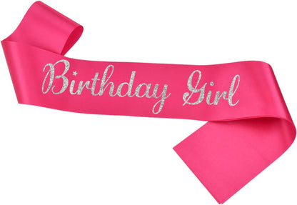 Birthday Girl Sash, White Silver Sash for Women and Girls, Birthday Party Decorations, Satin Material, One Size Fits Most