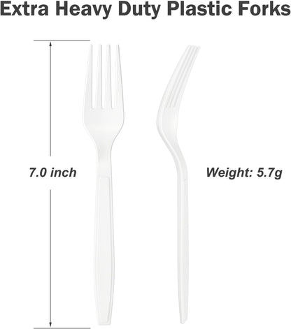 Dealusy 360 Count Extra Heavy Duty Clear Plastic Forks Disposable, BPA-Free, Heat Resistant, Solid and Durable Disposable Forks Bulk, Premium Plastic Forks heavy duty for Party Supply