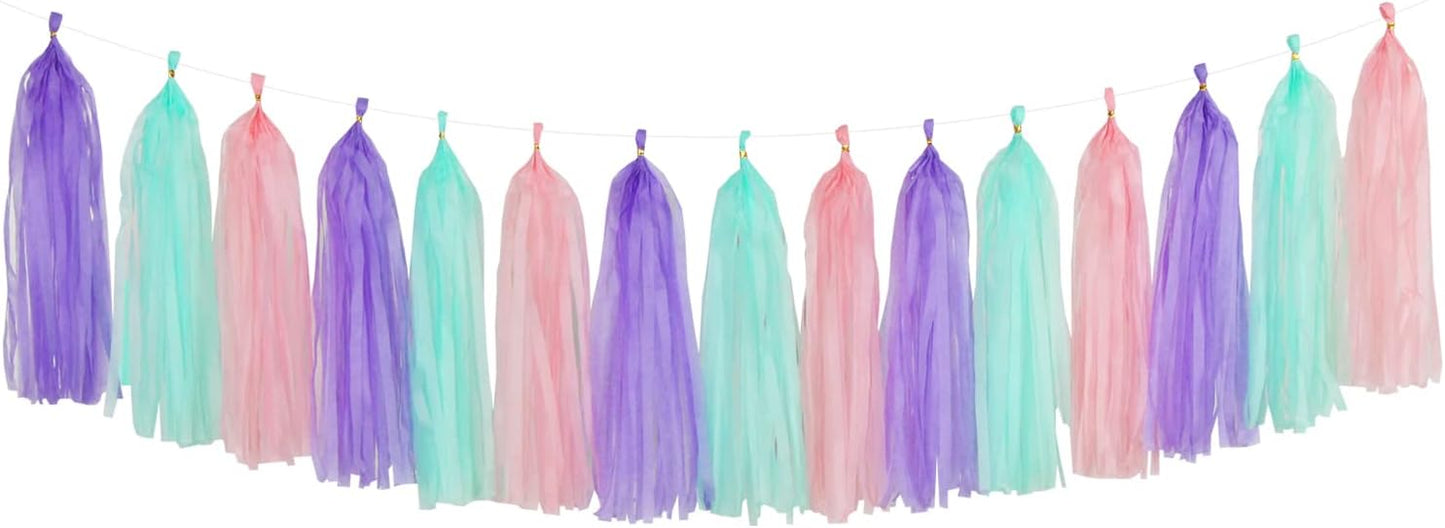 Navy-Blue White-Silver Tassel Garland Streamers - 15pcs Party Decorations Tissue Paper Tassels Banner,Graduation 2025 Wedding Baby Bridal Shower Hanging Decoration Boy Birthday Backdrop Decor Panduola