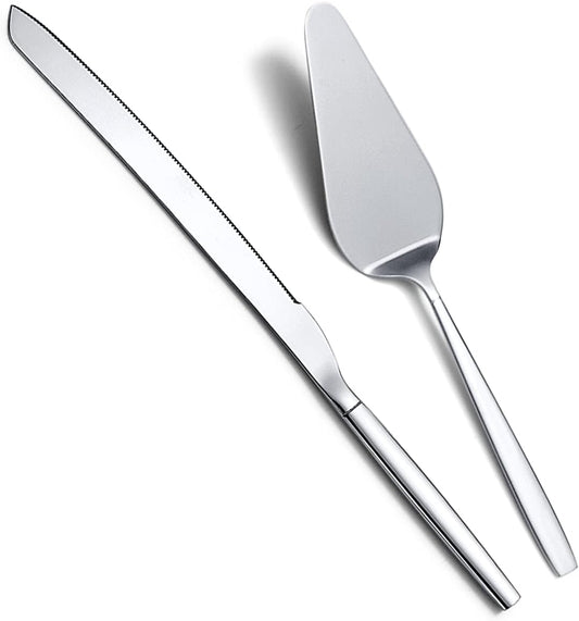 Berglander Wedding Cake Knife and Server Set, Stainless Steel Cake Cutting Set For Include Cake Cutter And Cake Server Perfect For Wedding, Birthday, Parties and Events