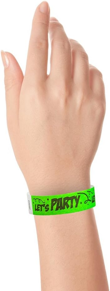 WristCo Let's Party Tyvek Wristbands for Events - 500 Count - Comfortable Tear Resistant Paper Bracelets ID Wrist Bands for Concerts Festivals Admission Party Identification Tours
