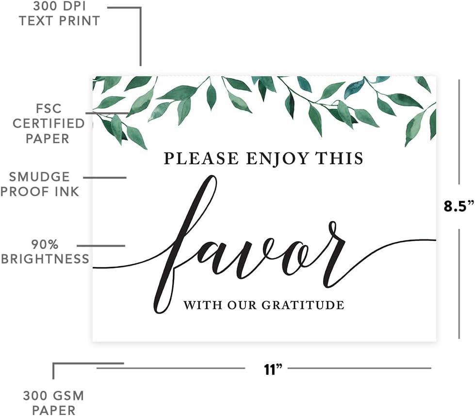 Andaz Press Wedding Party Signs, Natural Greenery Green Leaves, 8.5x11-inch, Bridal Shower Scavenger Hunt, 1-Pack - Colors B