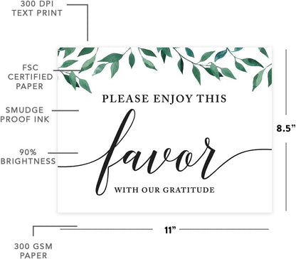 Andaz Press Wedding Party Signs, Natural Greenery Green Leaves, 8.5x11-inch, Bridal Shower Scavenger Hunt, 1-Pack - Colors B