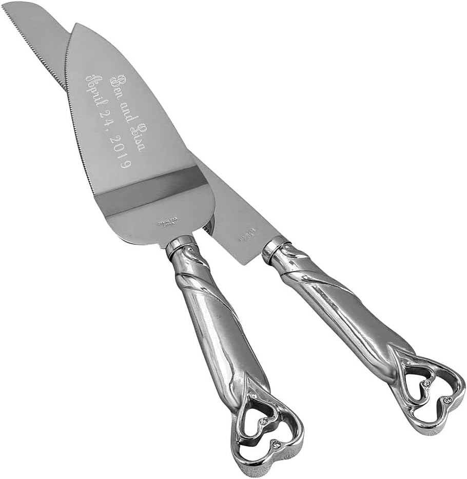 GIFTS INFINITY Personalized Wedding Cake Knife and Server Set with Engraving – Cake Cutting Utensil Set, Keepsake Gift for Wedding, Anniversary, Reception, Birthday & Other Occasions (CH-101WB)