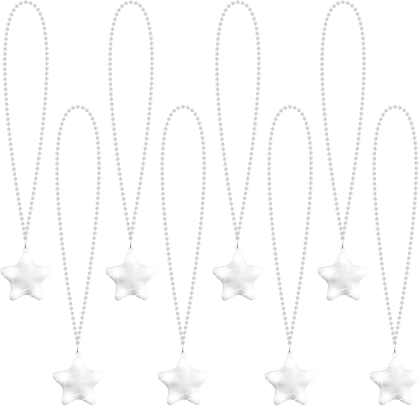 8 Pcs Light Up Necklaces Flashing Star Bead Necklaces Glow In The Dark Party Supplies for Weddings Birthday Valentines Mardi Gras July 4th Halloween Christmas