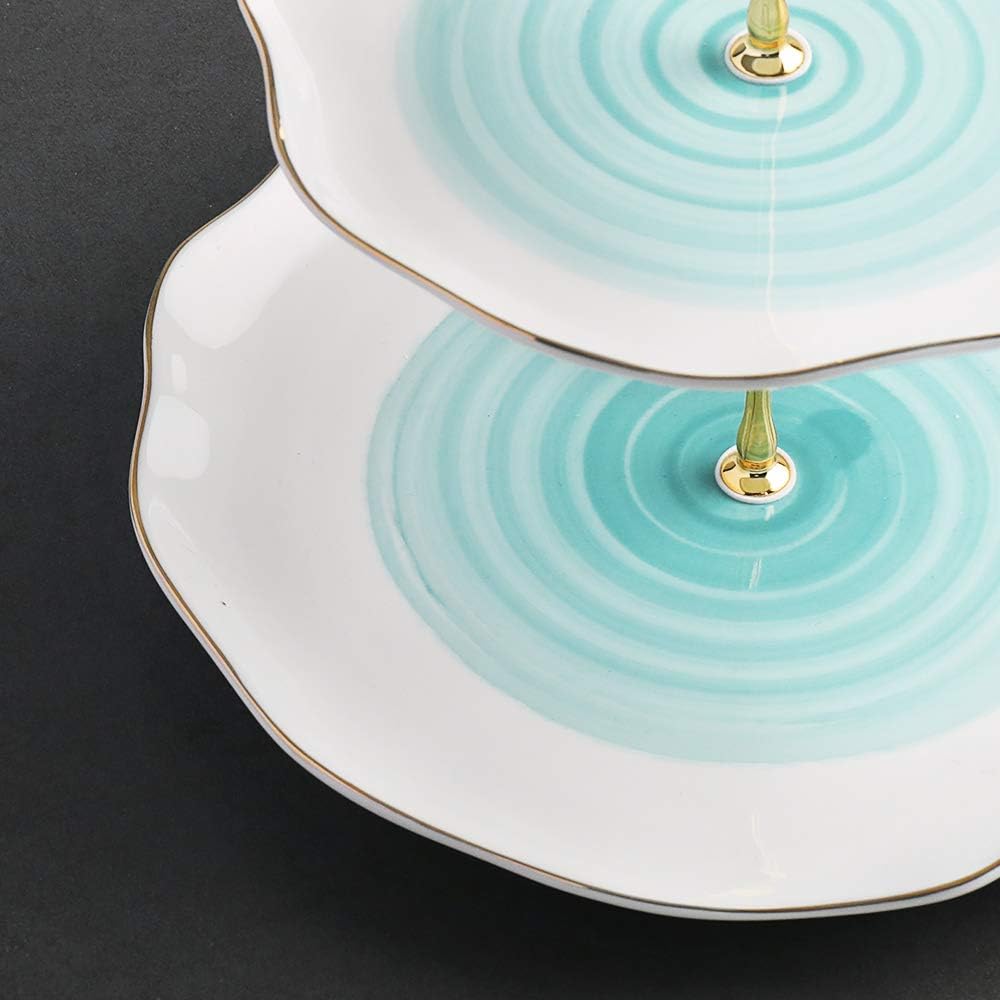 Sweejar 3 Tier Ceramic Cake Stand Wedding, Dessert Cupcake Stand for Tea Party Serving Platter (White)