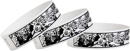 500 WristCo Black Checkered/Checks Tyvek Wristbands for Events - Comfortable Tear Resistant Paper Bracelets ID Wrist Bands for Concerts Festivals Admission Party Identification