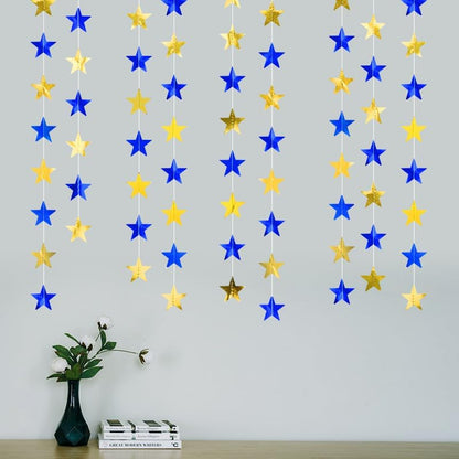 Iridescent Shining Star Hanging Garland Iridescent Hanging Sparkling Star Streamer Glitter Bunting Banner Twinkle Backdrop for Wedding Baby Shower Birthday Christmas Decorations 40 Feet