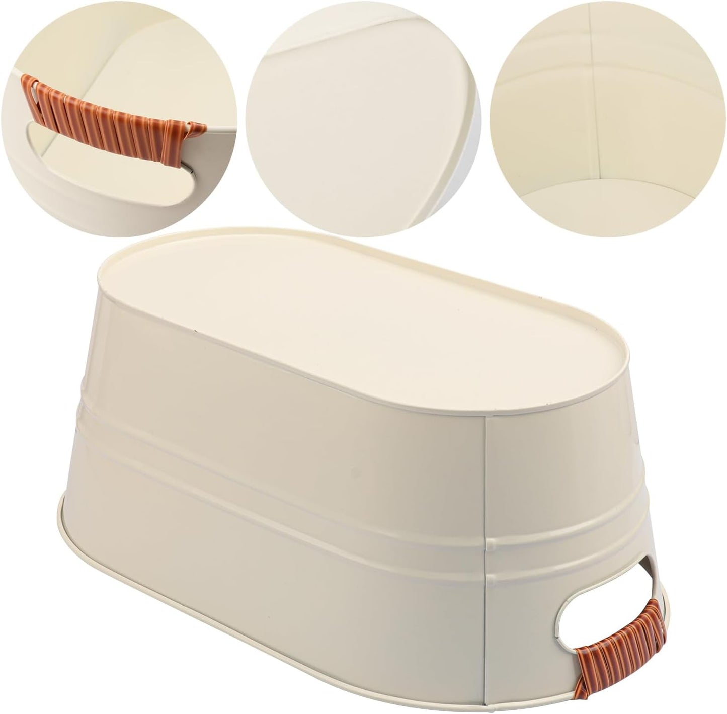 3 PCS 15.3 x 9 x 6 inches White Metal Galvanized Tub with Iron Handles, 3 Gallon Beverage Tubs for Parties, Large Ice Buckets for Beer, Wine, Cocktails & Outdoor Events