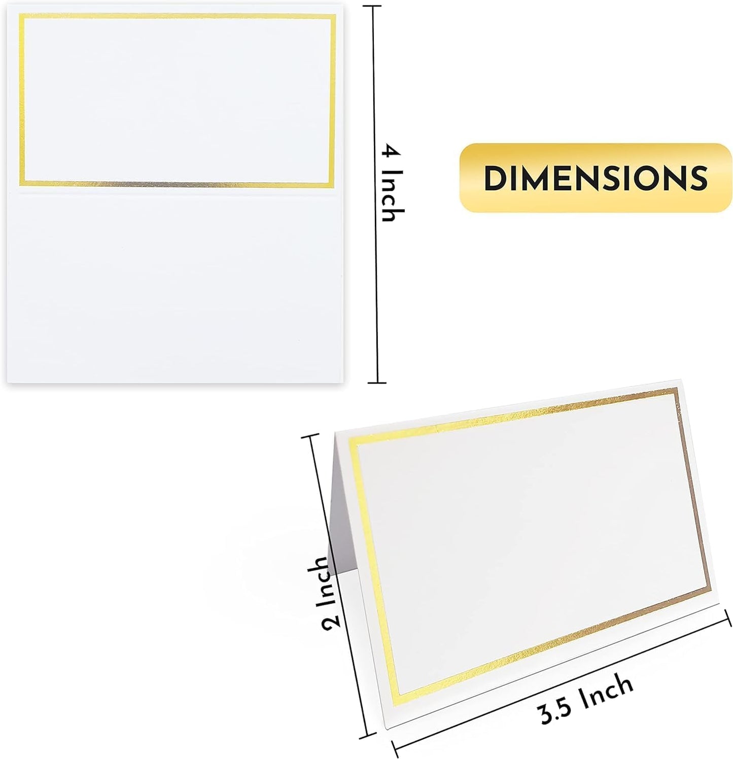 Place Cards Pack of 60 Premium Tent Name Place Cards for Table Setting with Gold Foil Border 2x3.5 inches - Perfect for Weddings, Banquets Dinner Parties and any other Events