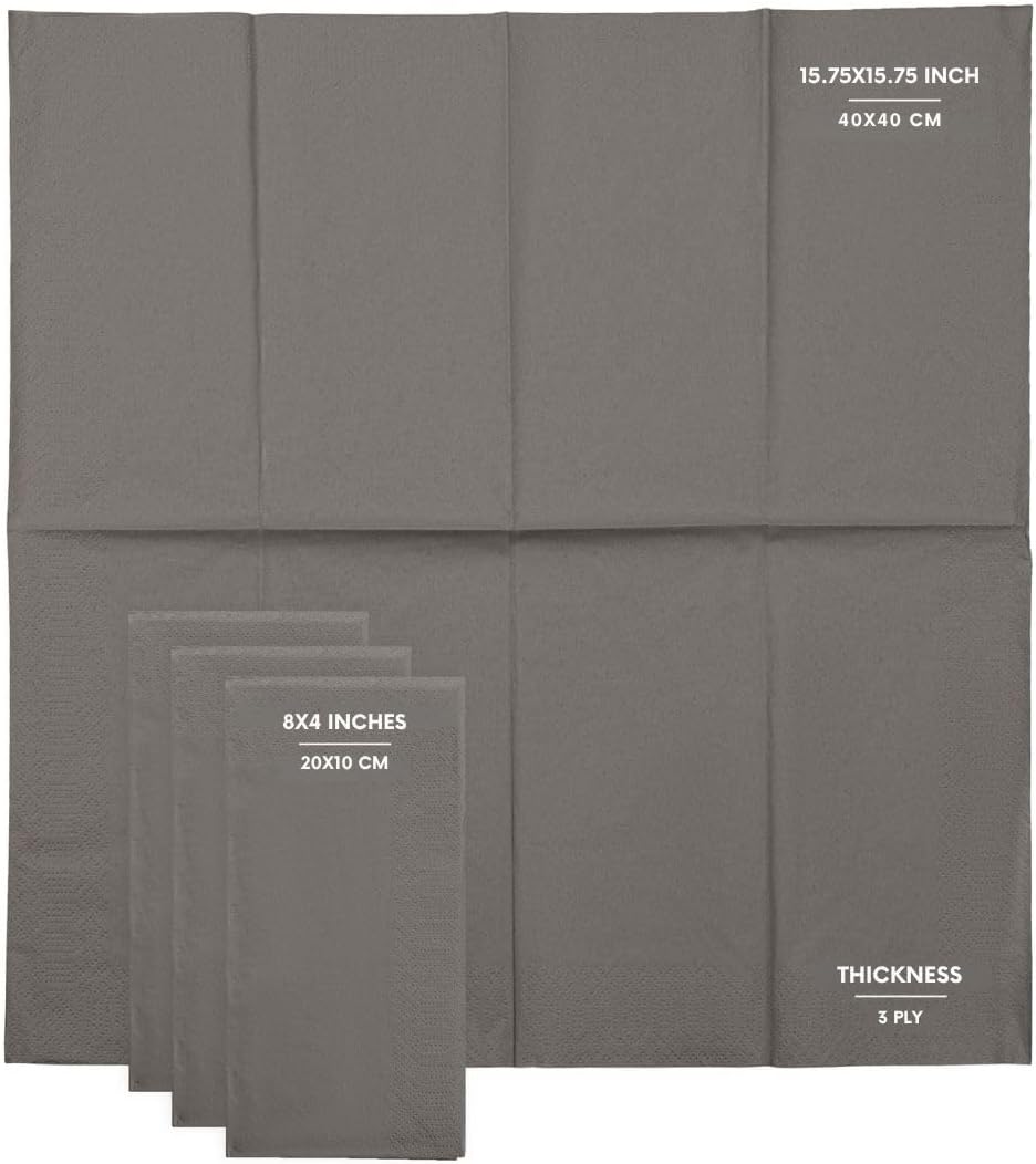 Black Beverage Napkins (300 Count) 2-Ply Disposable Cocktail Napkins for Bar, Weddings, Parties, Events, Premium Quality and EU Made