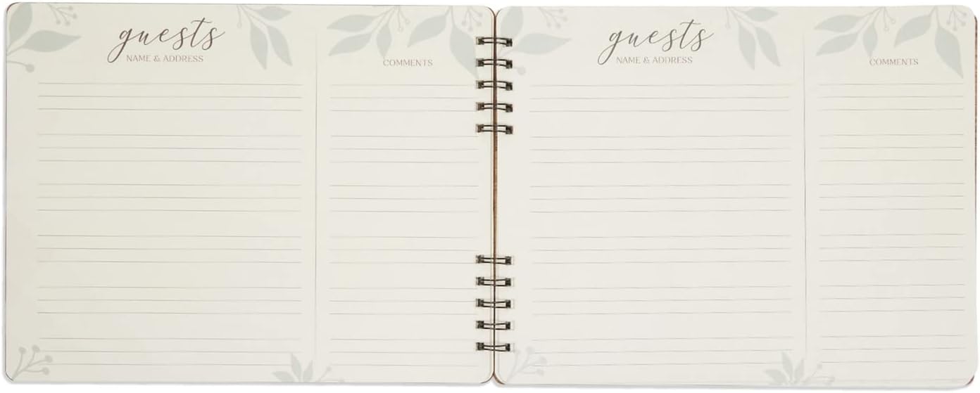 Paper Junkie Rustic Wooden Guest Book for Party - 112 Pages, 11.25 x 8.75 in Brown Wood Cover - Wedding & Baby Shower Guest Book Sign in