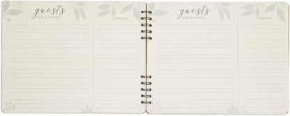 Paper Junkie Rustic Wooden Guest Book for Party - 112 Pages, 11.25 x 8.75 in Brown Wood Cover - Wedding & Baby Shower Guest Book Sign in