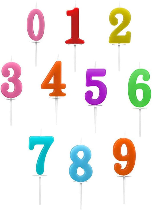 10 Count Number Candles, Birthday Cake Candles Colourful Candle, Number 0-9 Cake Topper Decoration Candles Number 0 1 2 3 4 5 6 7 8 9 For Birthday Wedding Anniversary Party Celebration