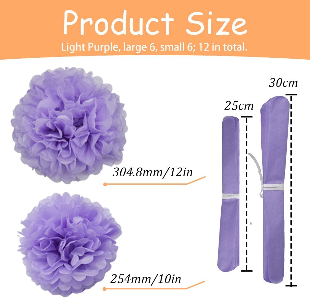 Yosawa 12 Pcs Tissue Paper Pom Poms Flowers,10''12''Paper Flower Party Decorations for Wedding Birthday Baby Shower Baby Girl Room Nursery Decoration（Sky Blue/ZH）