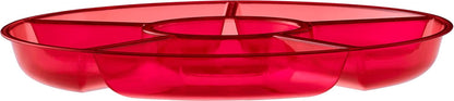 Plasticpro 6 Sectional Round Plastic Serving Tray/Platters Clear Pack of 2