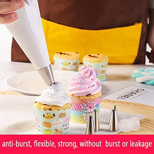 100 Pieces Piping Bags Disposable -16 inch Tipless Piping Bags | Pastry Bags | Icing Bags | Frosting Bags for Cake Cookies Baking Decorating