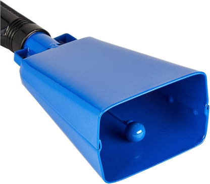 BLUE PANDA Cowbell Noise Maker - 9-Inch, Royal Blue, Pack of 2 - Metal Cowbell Instrument with Ergonomic Handle - Cheering Bell for Stadium Cheers & Celebratory Noise Maker