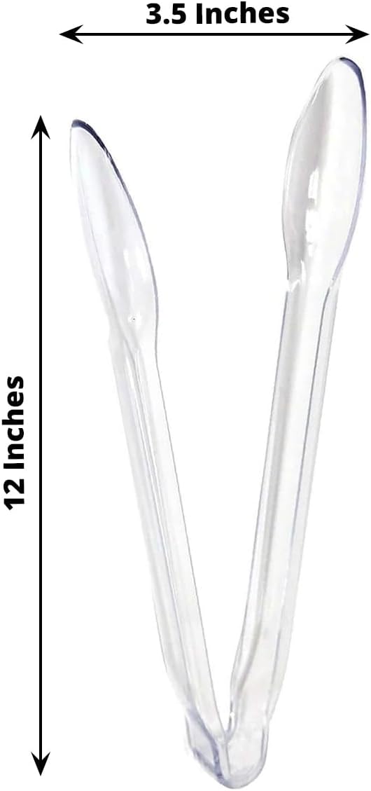 Efavormart 3-Pack 12" Clear Plastic Serving Tongs, Heavy-Duty Disposable Food Tongs for Catering, Buffets, Salads, and Party Events