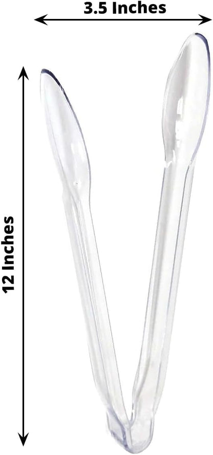 Efavormart 3-Pack 12" Clear Plastic Serving Tongs, Heavy-Duty Disposable Food Tongs for Catering, Buffets, Salads, and Party Events