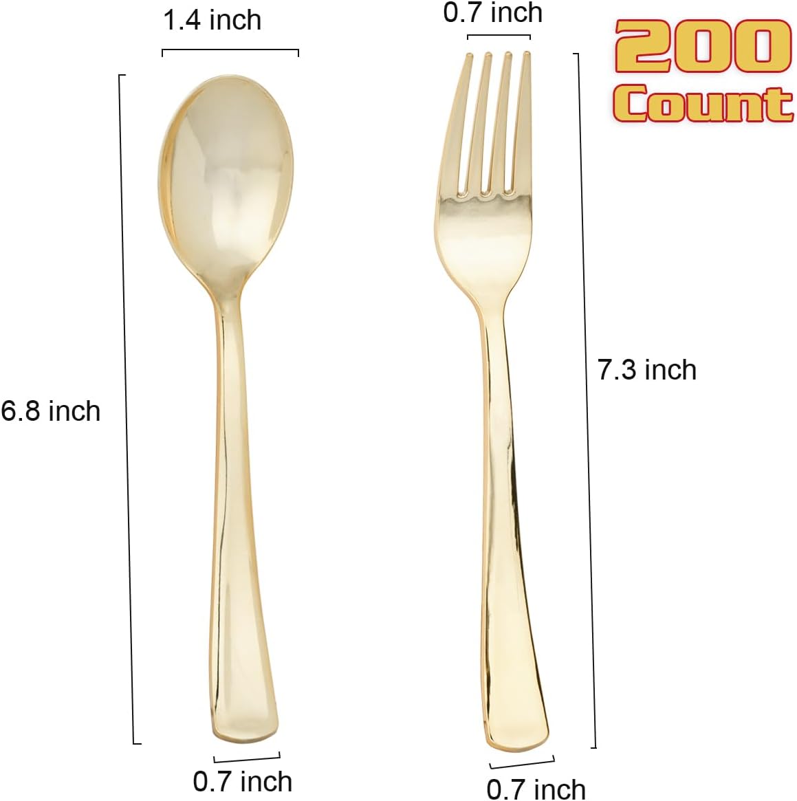 MOACOCK 200 Count Plastic Silverware, Heavy Weight Plastic Forks Spoons Disposable Utensils Cutlery Set for Wedding Party Supplies Everyday Use