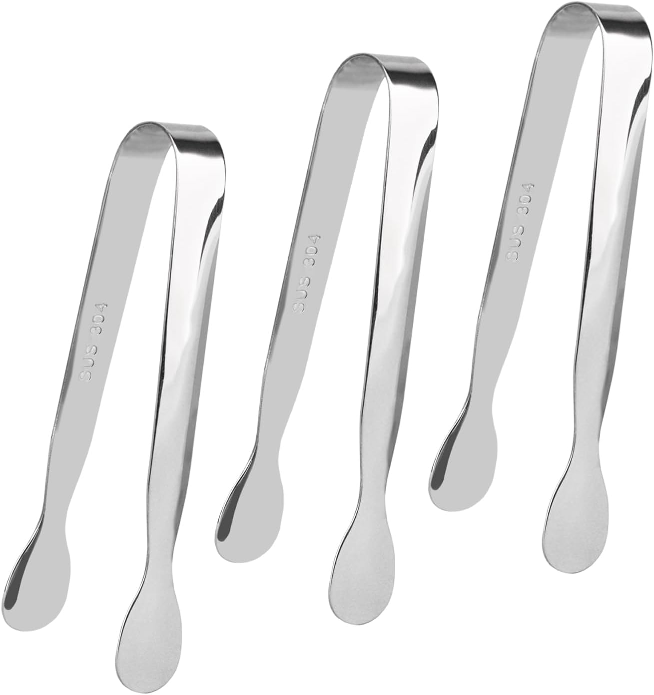 3 Pack Mini Serving Tongs, 4.3 inch Stainless Steel Sugar Tongs, Tiny Ice Tongs for Coffee Bar, Tea Party and Desserts Party