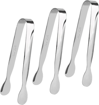 3 Pack Mini Serving Tongs, 4.3 inch Stainless Steel Sugar Tongs, Tiny Ice Tongs for Coffee Bar, Tea Party and Desserts Party
