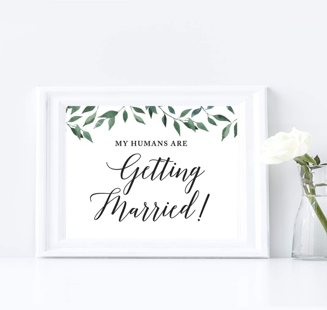 Andaz Press Wedding Party Signs, Natural Greenery Green Leaves, 8.5x11-inch, Bridal Shower Scavenger Hunt, 1-Pack - Colors D