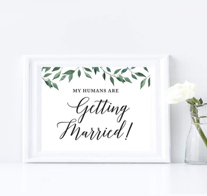 Andaz Press Wedding Party Signs, Natural Greenery Green Leaves, 8.5x11-inch, Bridal Shower Scavenger Hunt, 1-Pack - Colors D