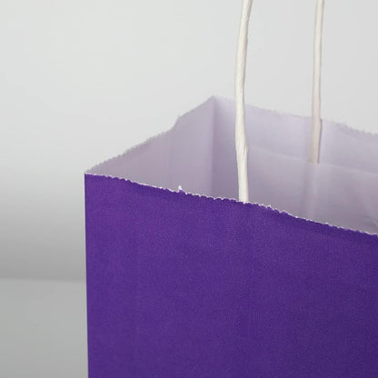 Oikss 100 Pack 5.25x3.25x8.25 Inch Small White Kraft Paper Bags with Handles Bulk for Birthday Wedding Party Favors Grocery Retail Shopping Business Goody Craft Gift Bags Cub Sacks (100pcs Count)