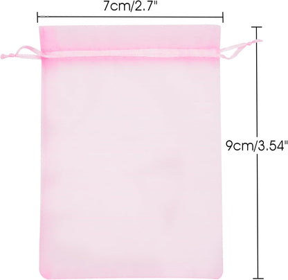 joycraft 50Pcs Organza Bags, 2x3 inch Gift Favor Bags, White Wedding Favor Bags, Jewelry Pouches with Drawstring, Mesh Bags Drawstring for Jewelry, Festival, Makeup, Candy, Desserts
