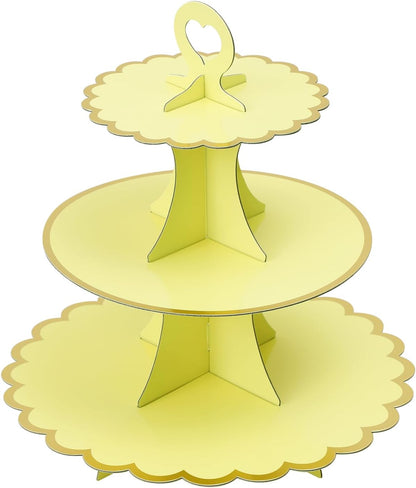 Soleebee 3-Tier Cupcake Stand, Cardboard Cupcake Tower, Cup Cake Stand Tower for Birthday Wedding Party Decoration, Cupcake Tier Stand Desserts Display 1 Set (Purple Gold)