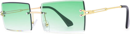 Rectangle Sunglasses for Men/Women Small Rimless Square Shade Eyewear