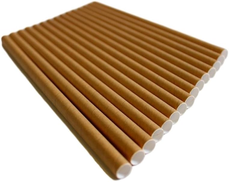 GDMINLO 100 Pack Kraft Paper Straws Biodegradable co-Friendly Drinking Bulk for Party Supplies, Bridal/Baby Shower, Birthday, Mixed Drinks, Weddings, Restaurant, Food Service
