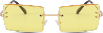 Rectangle Sunglasses for Men/Women Small Rimless Square Shade Eyewear