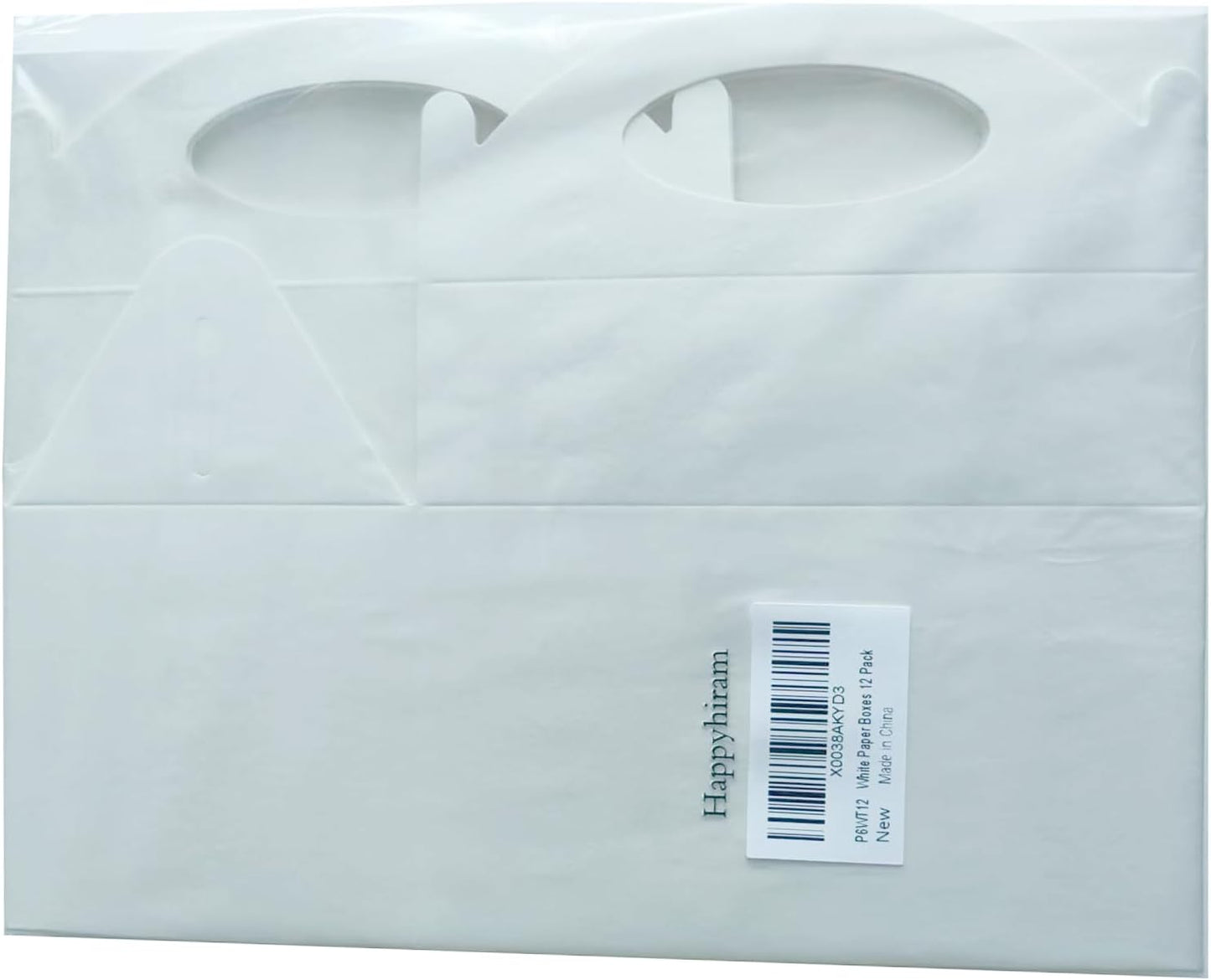Happyhiram 50 Pcs Party Treat Boxes - White, 6 Inch Candy Boxes with Handle - Paper Cookie Gift & Snack Goodie Bags for Kids Birthday, Baby Shower, Wedding