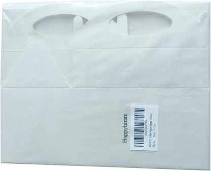 Happyhiram 50 Pcs Party Treat Boxes - White, 6 Inch Candy Boxes with Handle - Paper Cookie Gift & Snack Goodie Bags for Kids Birthday, Baby Shower, Wedding