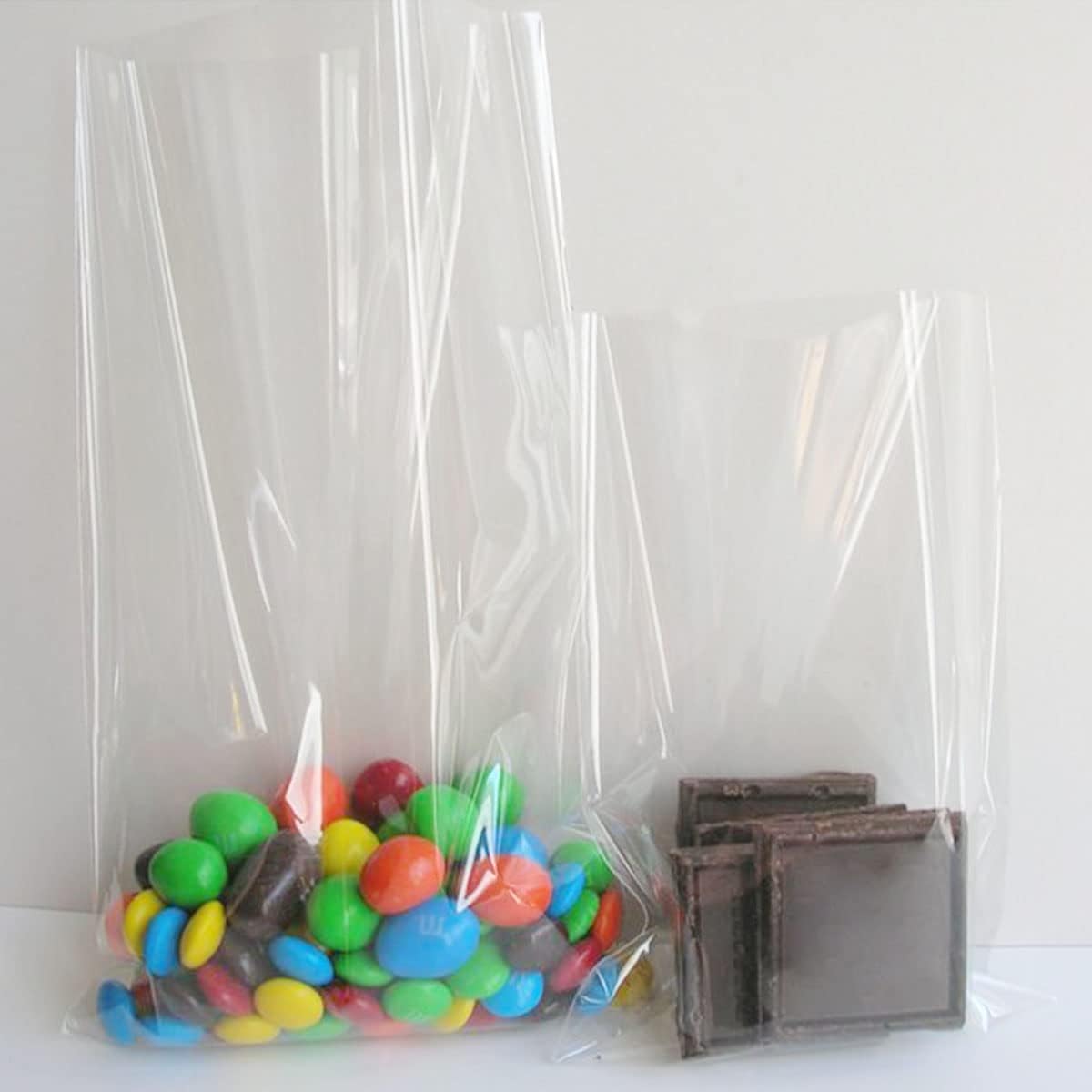 Zcintert Clear Cello Cellophane Treat Bags, 100 Pcs - 7.9" x 11" (2mils), Plastic Gift Bags for Candy, Party Favor, Cookies, Candies Packaging, with 4” Twist Ties